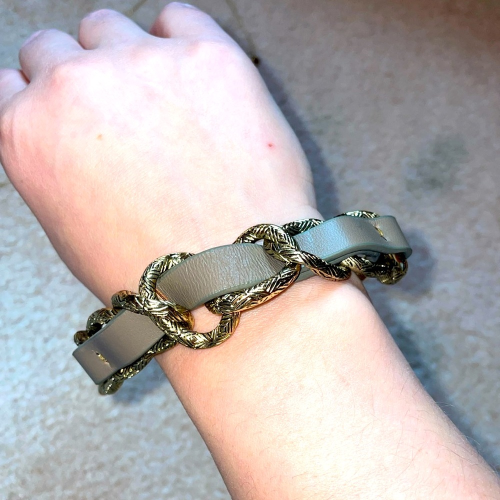 House of Harlow Leather and Gold Bracelet